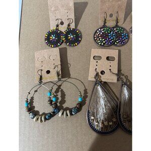 Beonon  Vintage Boho Dangle Earrings Set 7 Pairs  – Hollow Leaf & Heart Drop